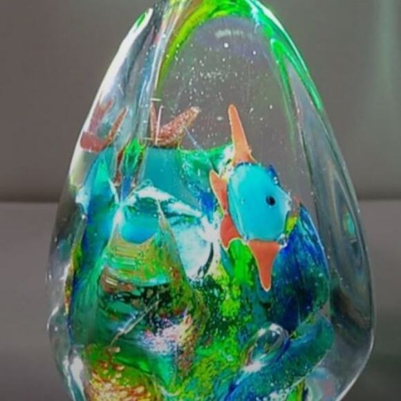 Vintage Murano Paperweight Ocean Fish Coral Reef Handblown Art Glass Sea Aquatic - Picture 6 of 12